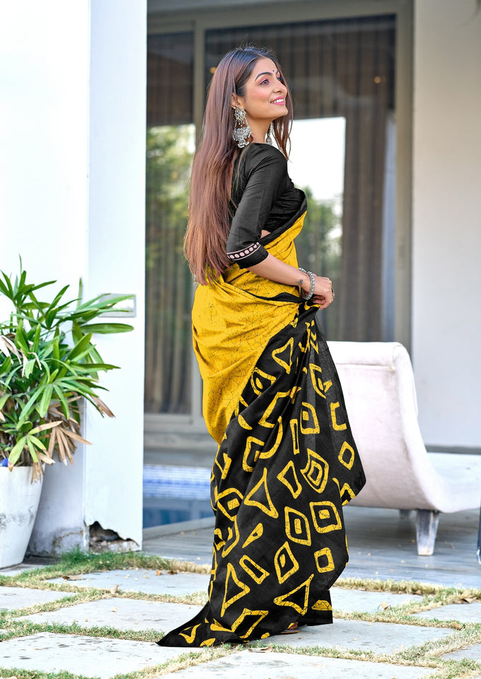 Pure Mal Cotton Hand Block Print Saree