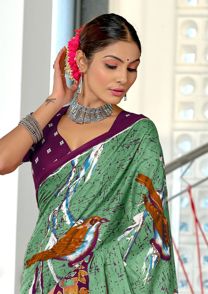 Mal Cotton Hand Block floral Print Saree