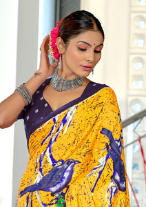 Mal Cotton Hand Block floral Print Saree