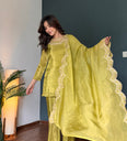 Mehendi Green Neckline Work