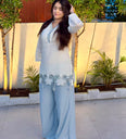 Ivory & Sky Blue Bow Kurta Co-ord Set