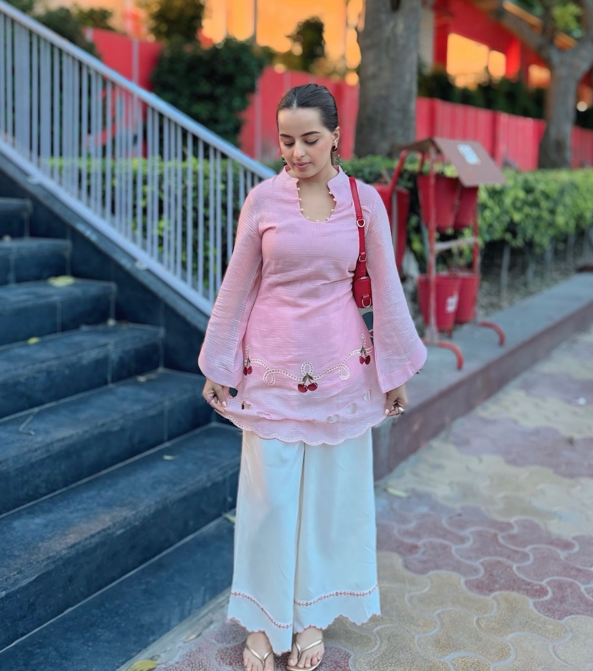 Cherry & Heart Farsi Salwar Set With Pockets