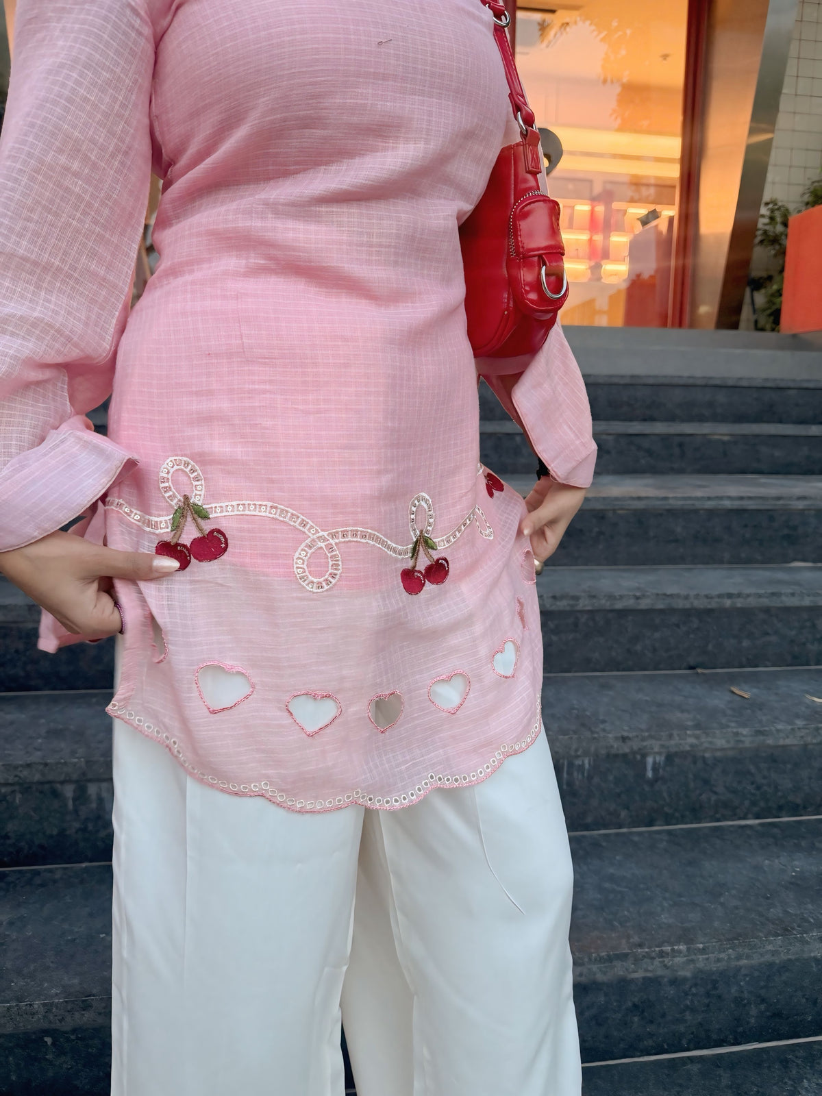 Cherry & Heart Farsi Salwar Set With Pockets