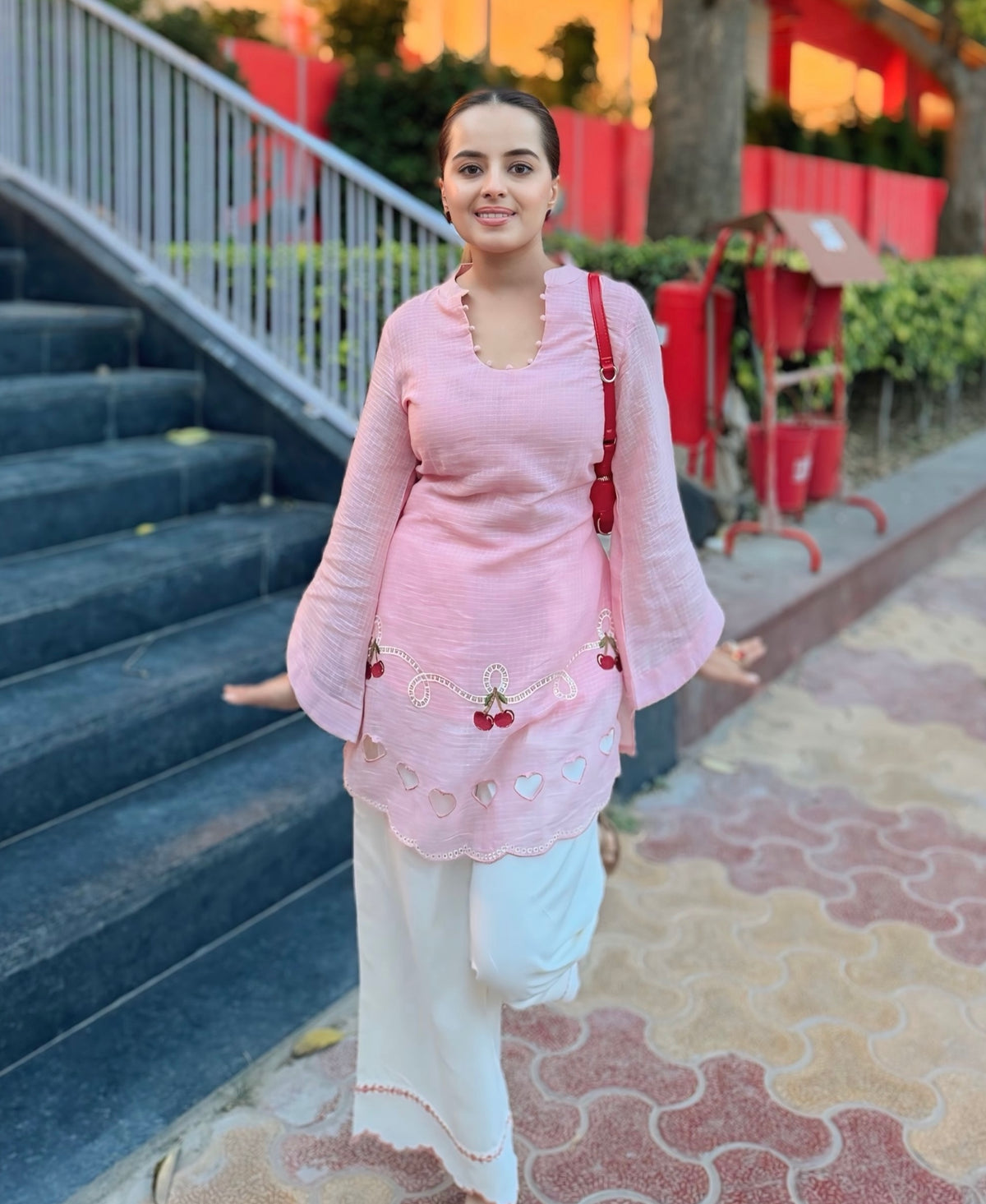 Cherry & Heart Farsi Salwar Set With Pockets