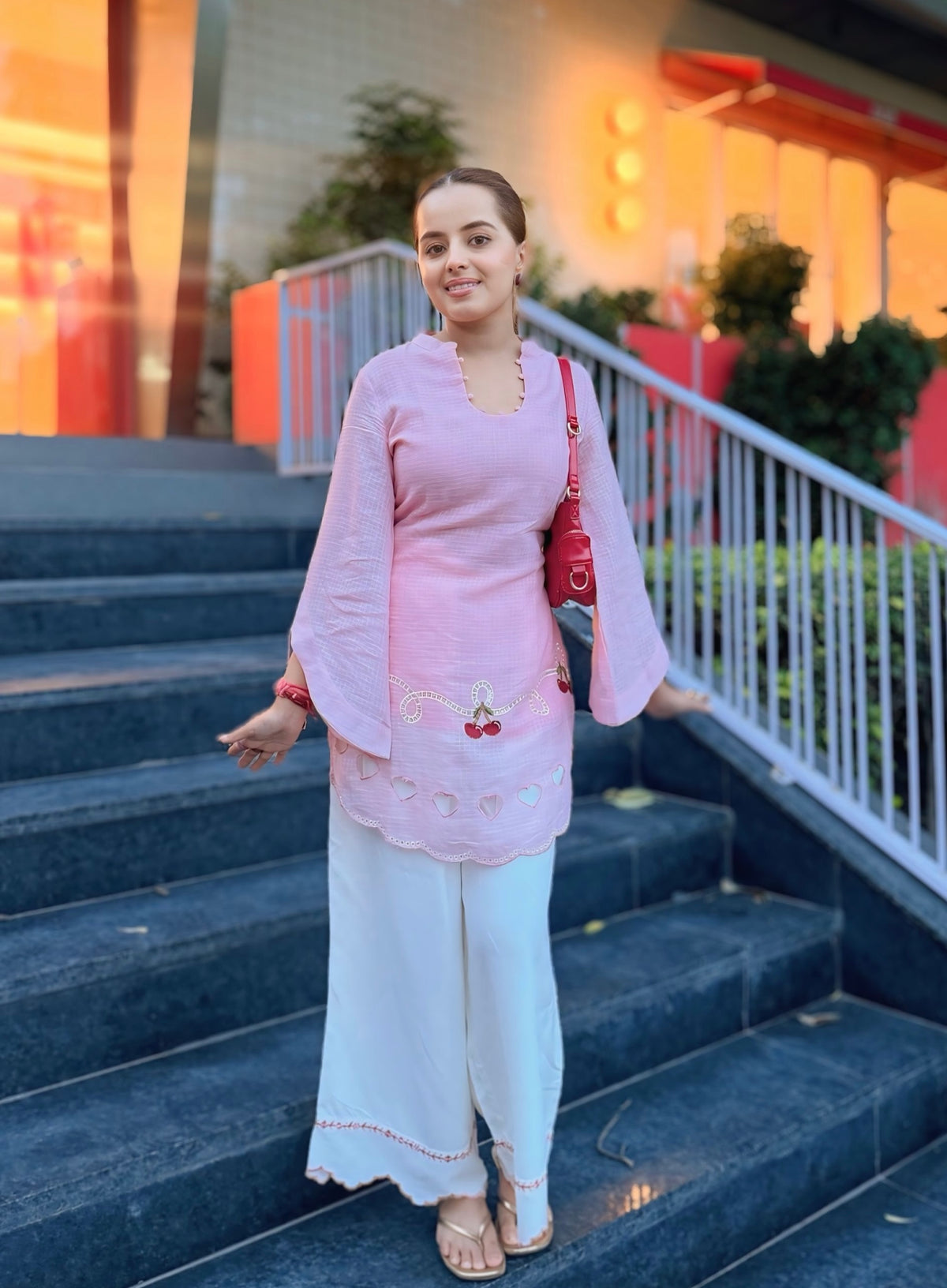 Cherry & Heart Farsi Salwar Set With Pockets