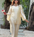 Pearl White Silk Blend Full Sleeve Handwork 3Pc Set