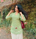 Green Cherry & Heart Farsi Salwar Set With Pockets