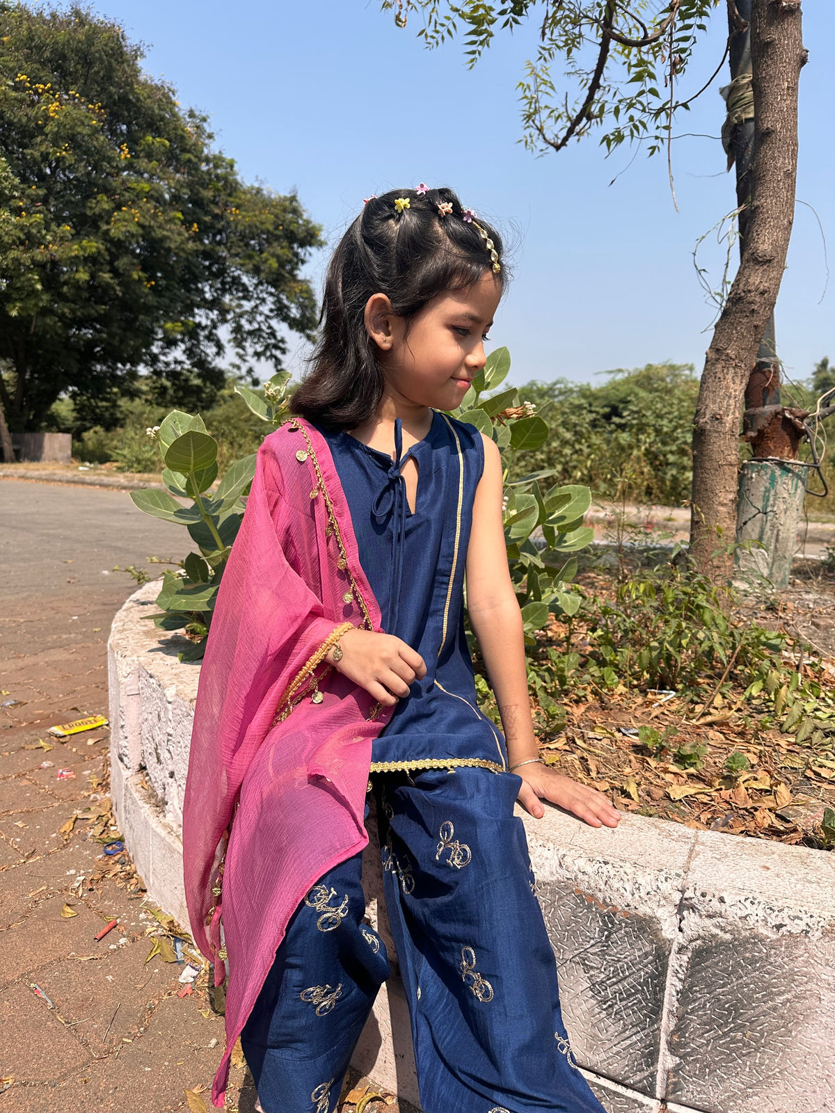 Festive Blue Cycle Farsi Salwar Kids