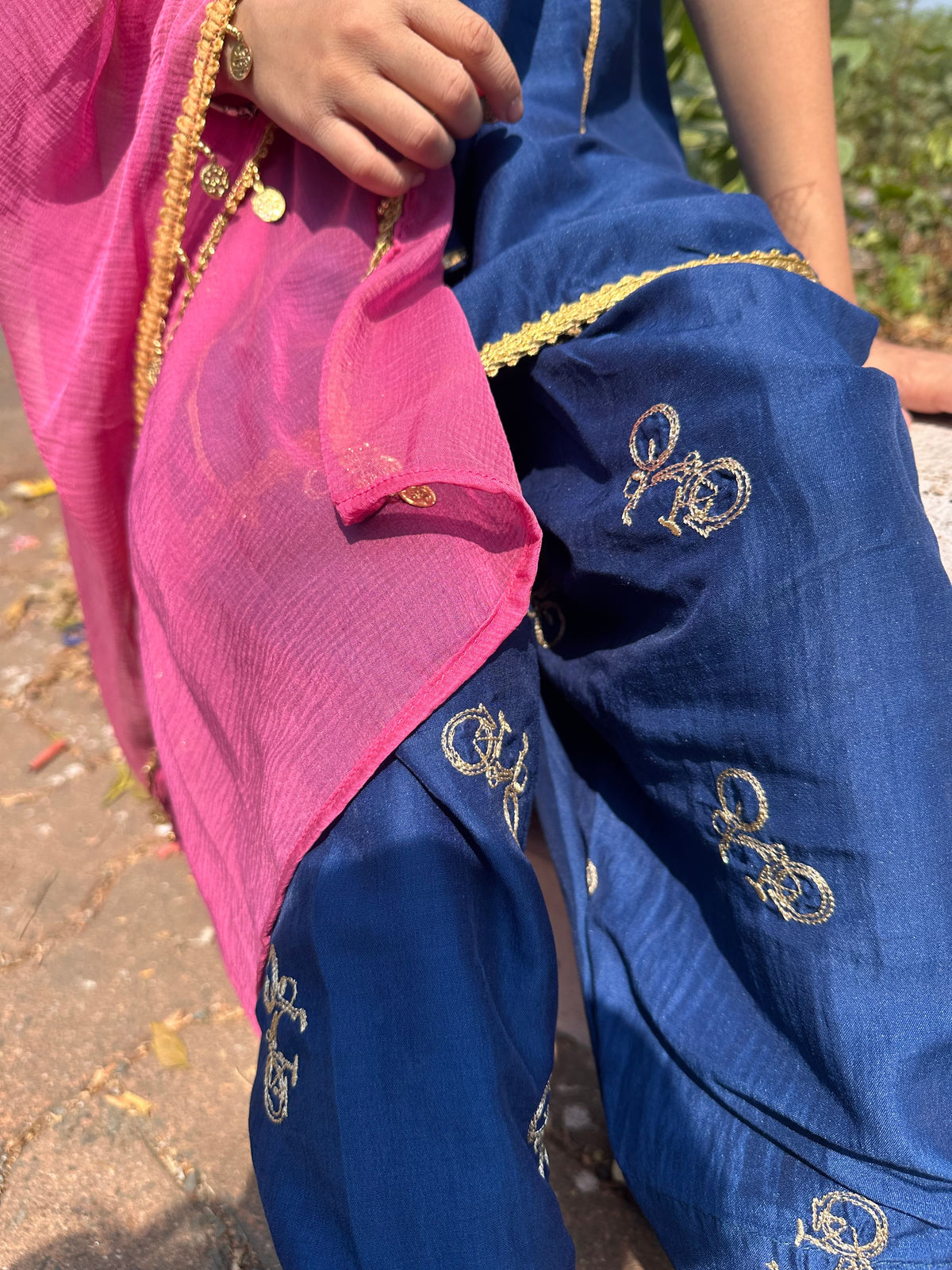 Festive Blue Cycle Farsi Salwar Kids