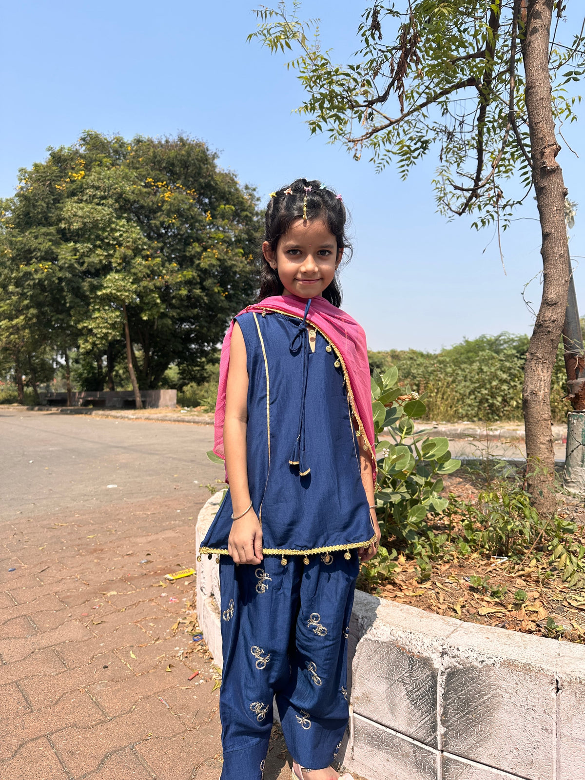 Festive Blue Cycle Farsi Salwar Kids
