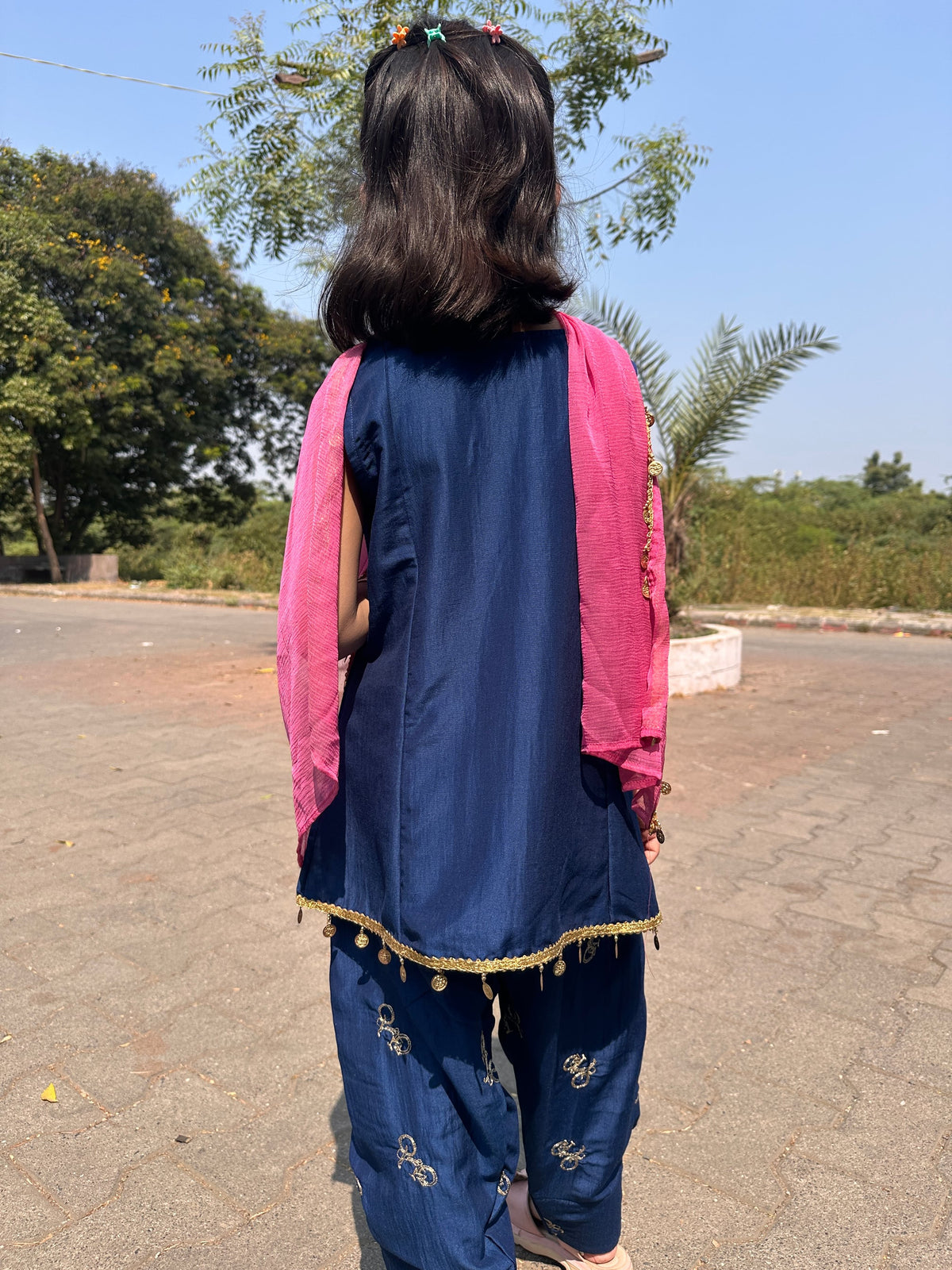 Festive Blue Cycle Farsi Salwar Kids