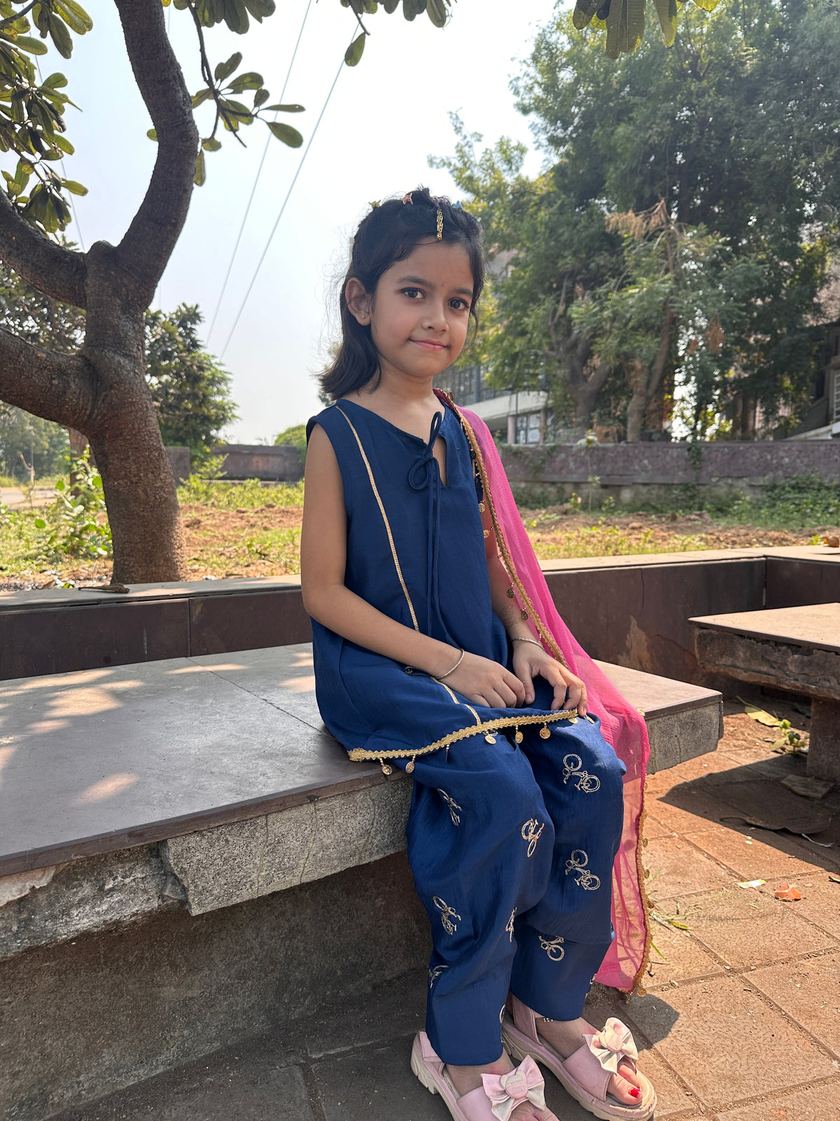 Festive Blue Cycle Farsi Salwar Kids