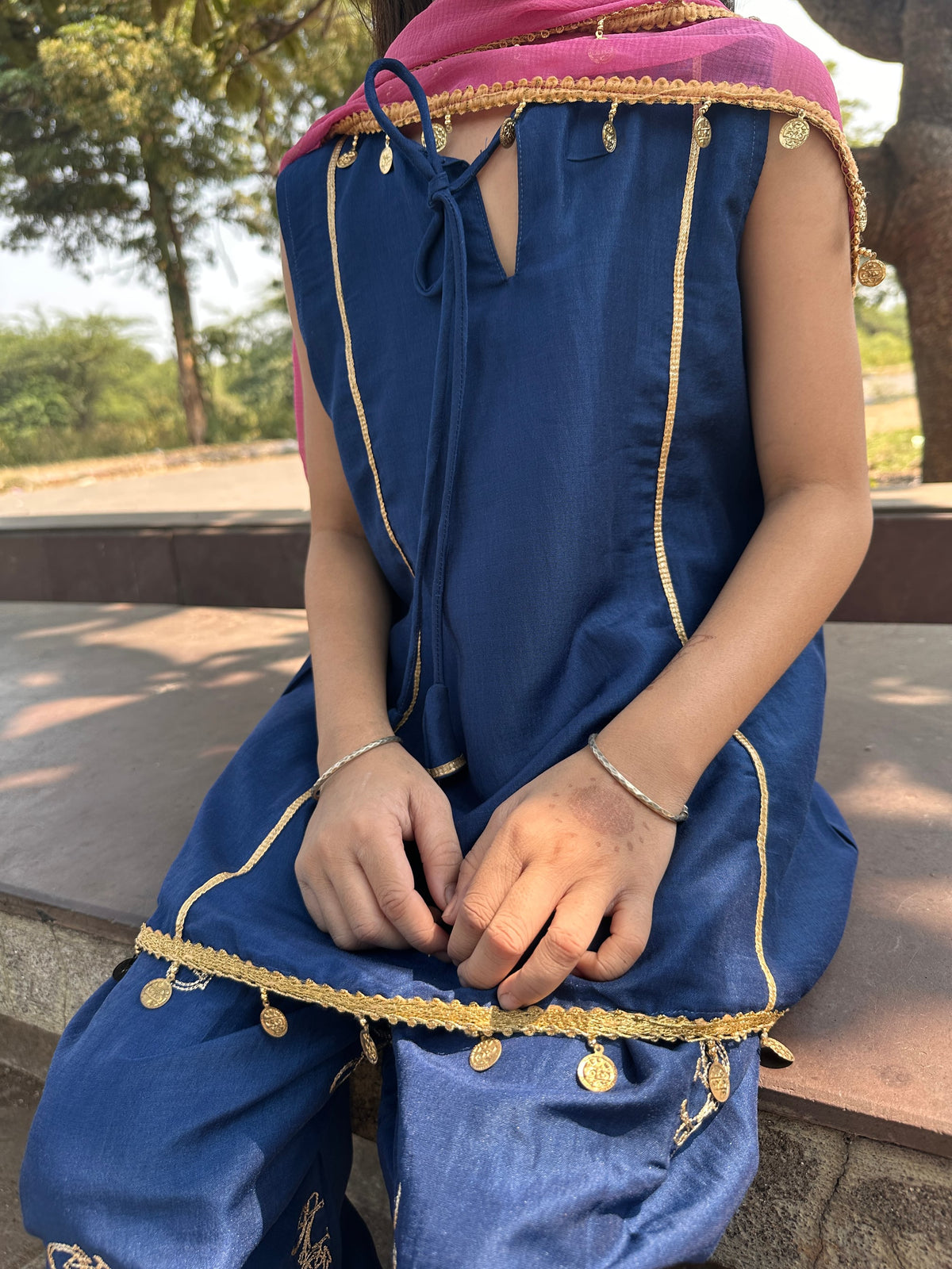 Festive Blue Cycle Farsi Salwar Kids