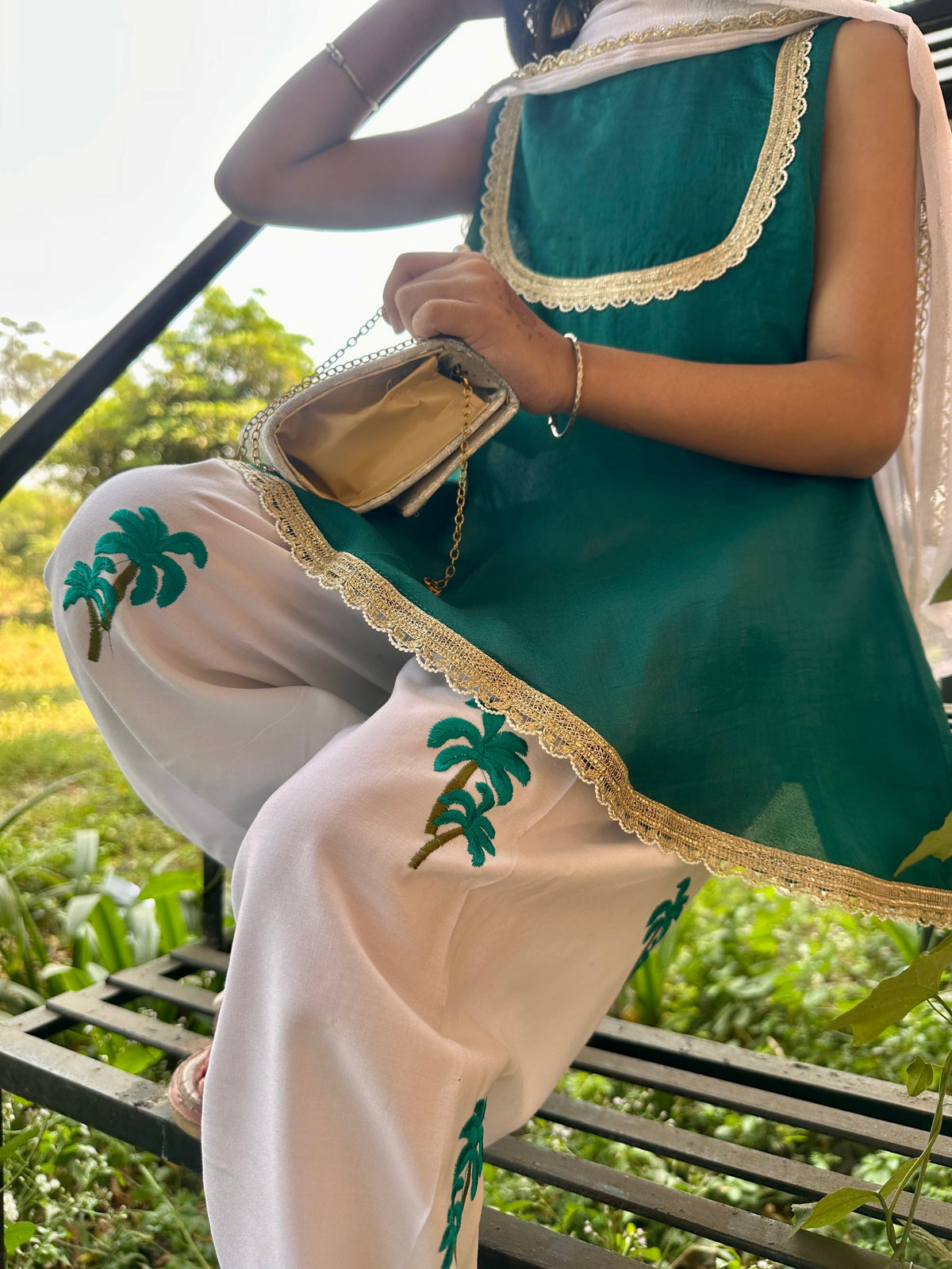Festive Green Tree Farsi Salwar Kids