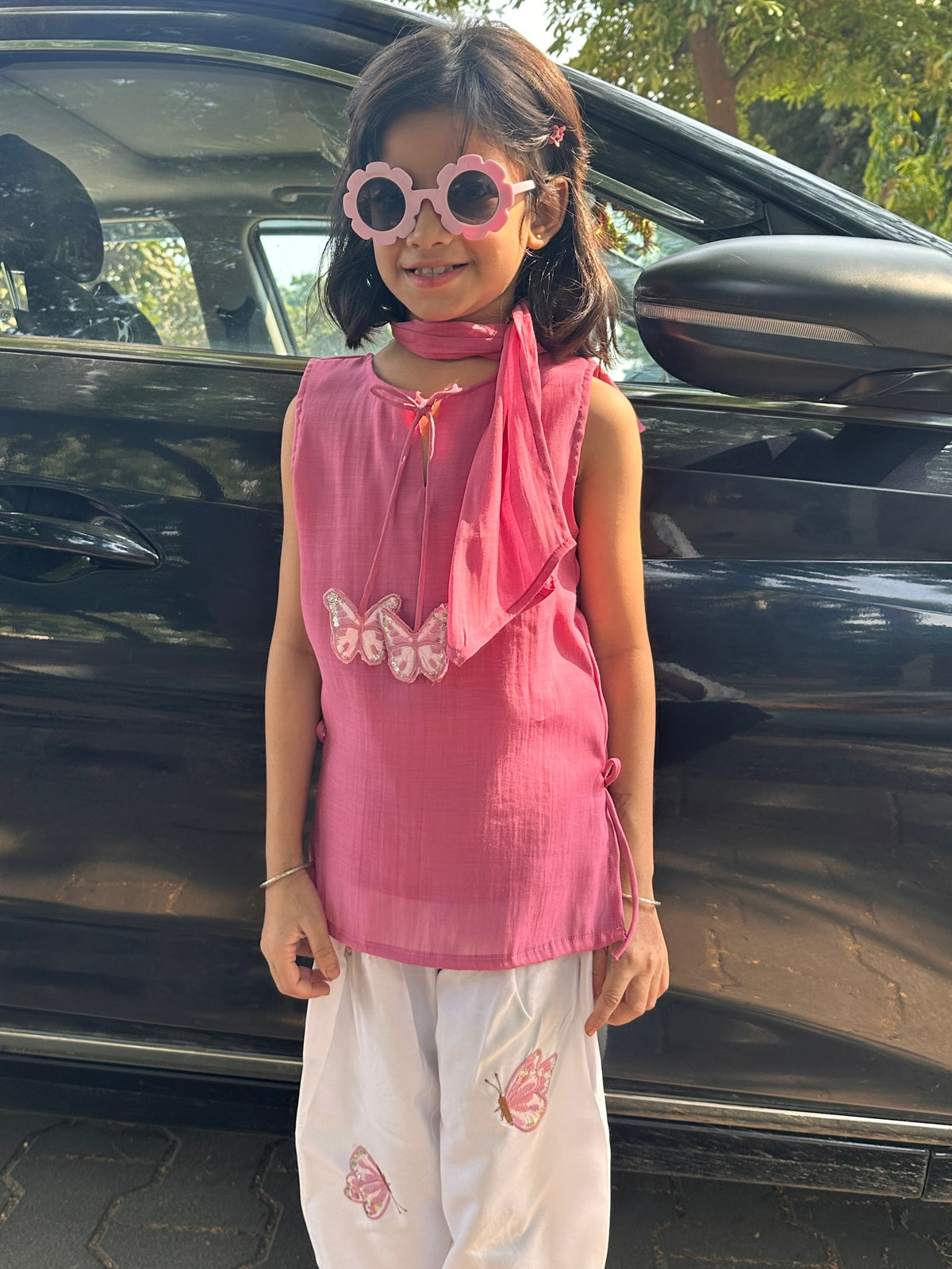 Pink Butterfly Farsi Salwar KIds