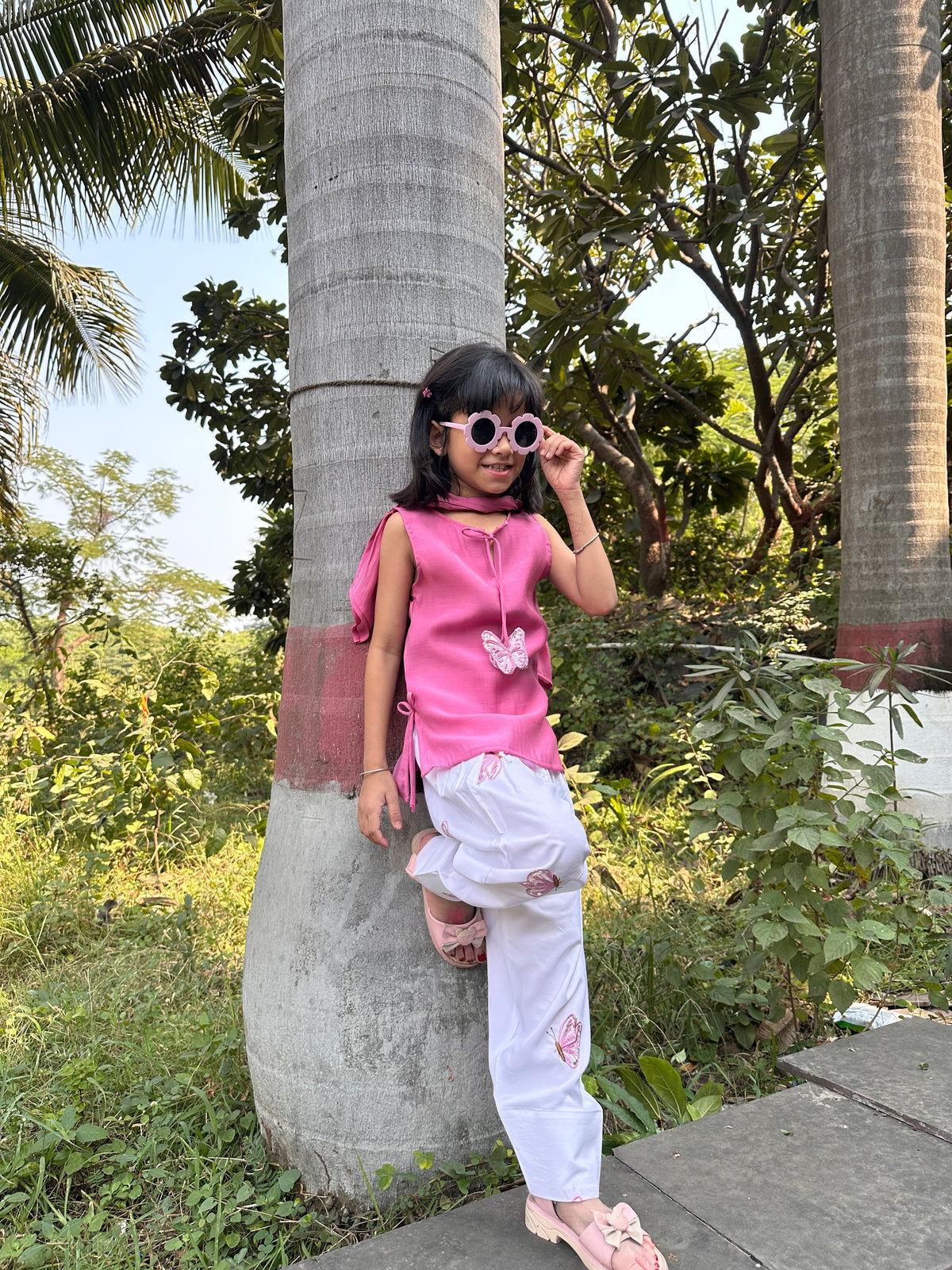 Pink Butterfly Farsi Salwar KIds