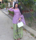 Lavender And Matcha Balloon Pant 3 Pcs Set