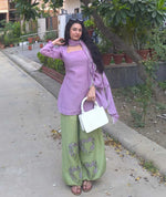 Lavender And Matcha Balloon Pant 3 Pcs Set
