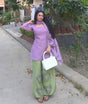Lavender And Matcha Balloon Pant 3 Pcs Set