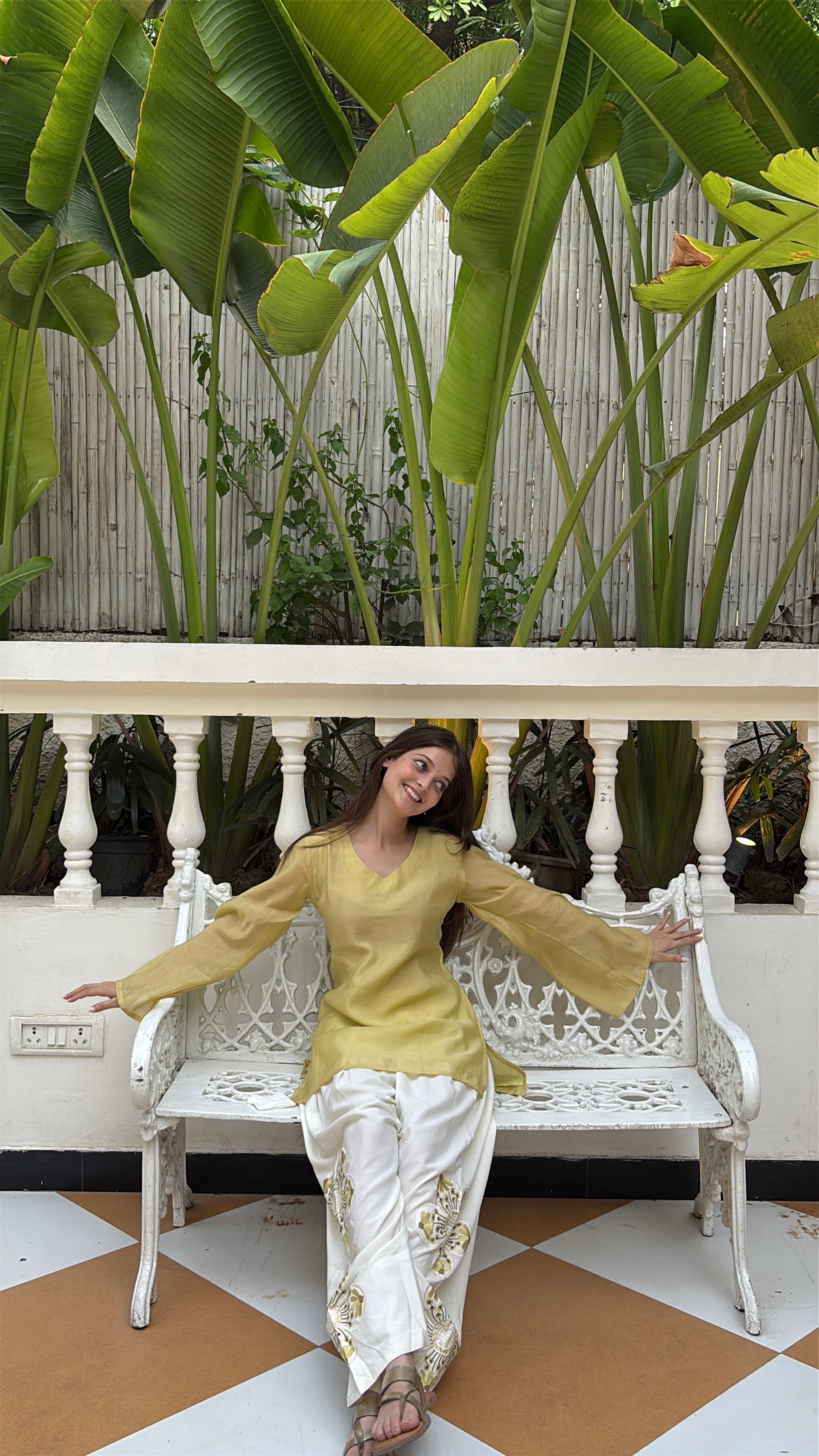Lemon Yellow Farsi Salwar Set Embroidery