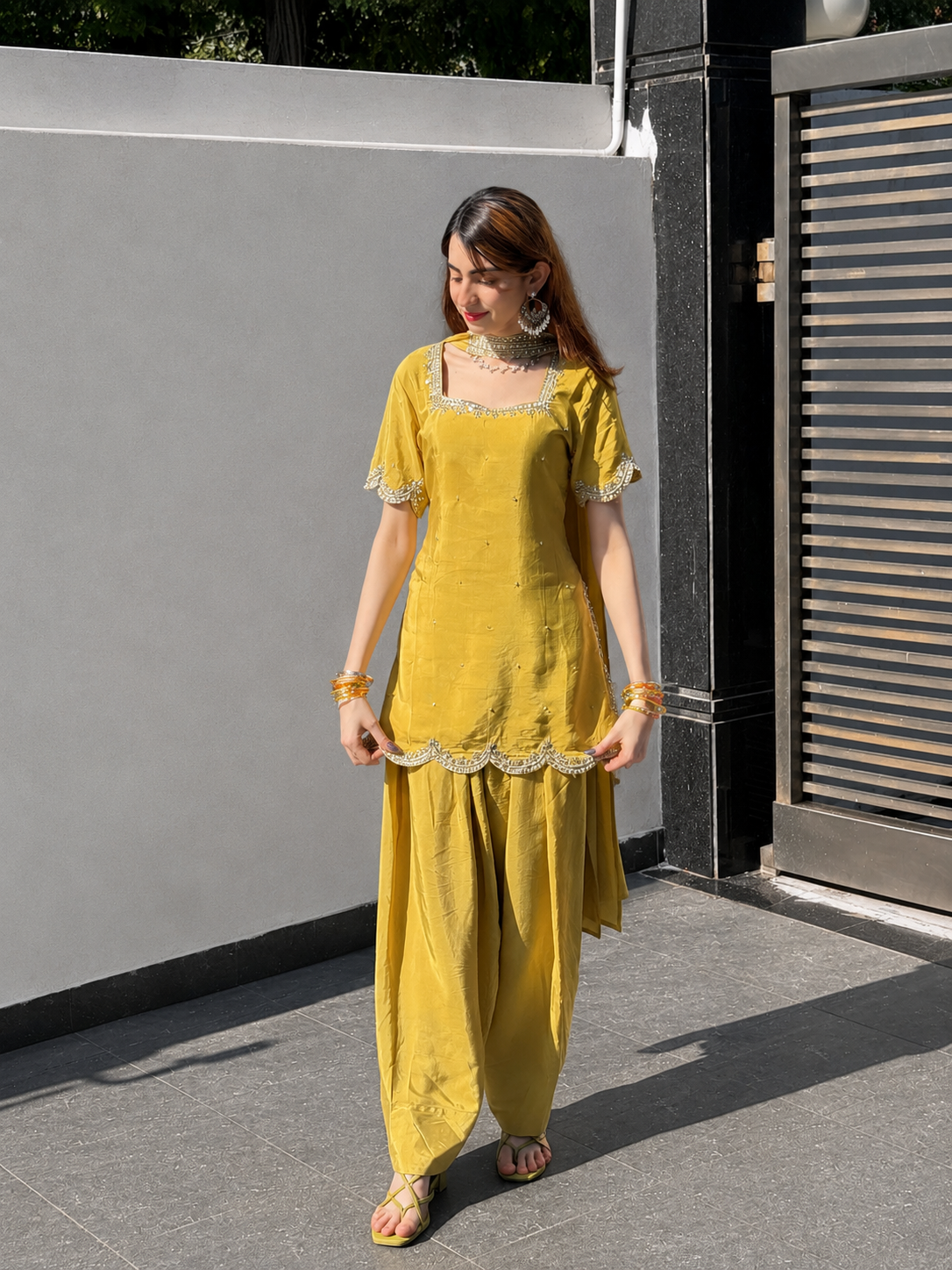 Yellow Handwork Salwar Sets