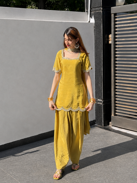 Yellow Handwork Salwar Sets
