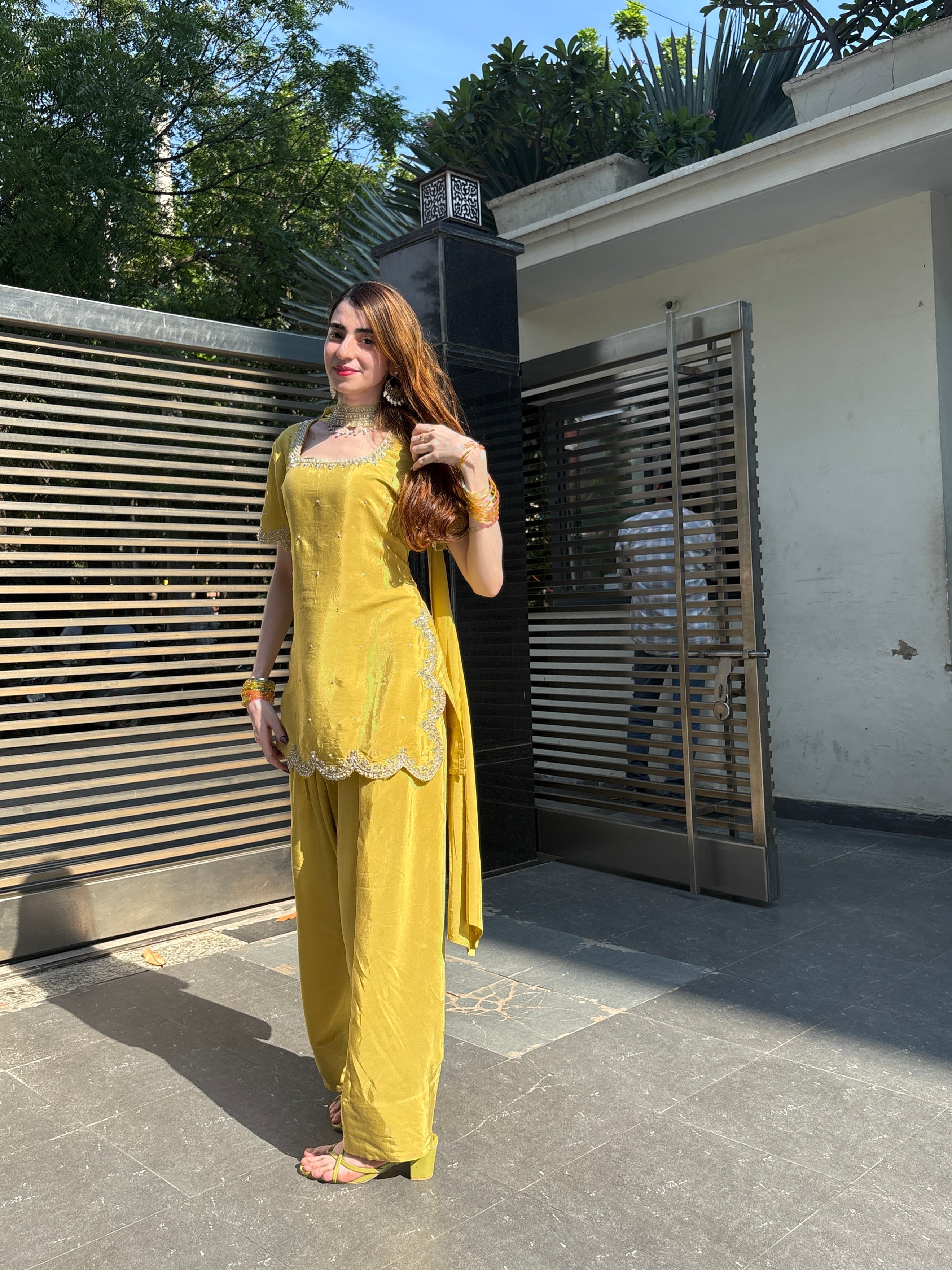 Yellow Handwork Salwar Sets