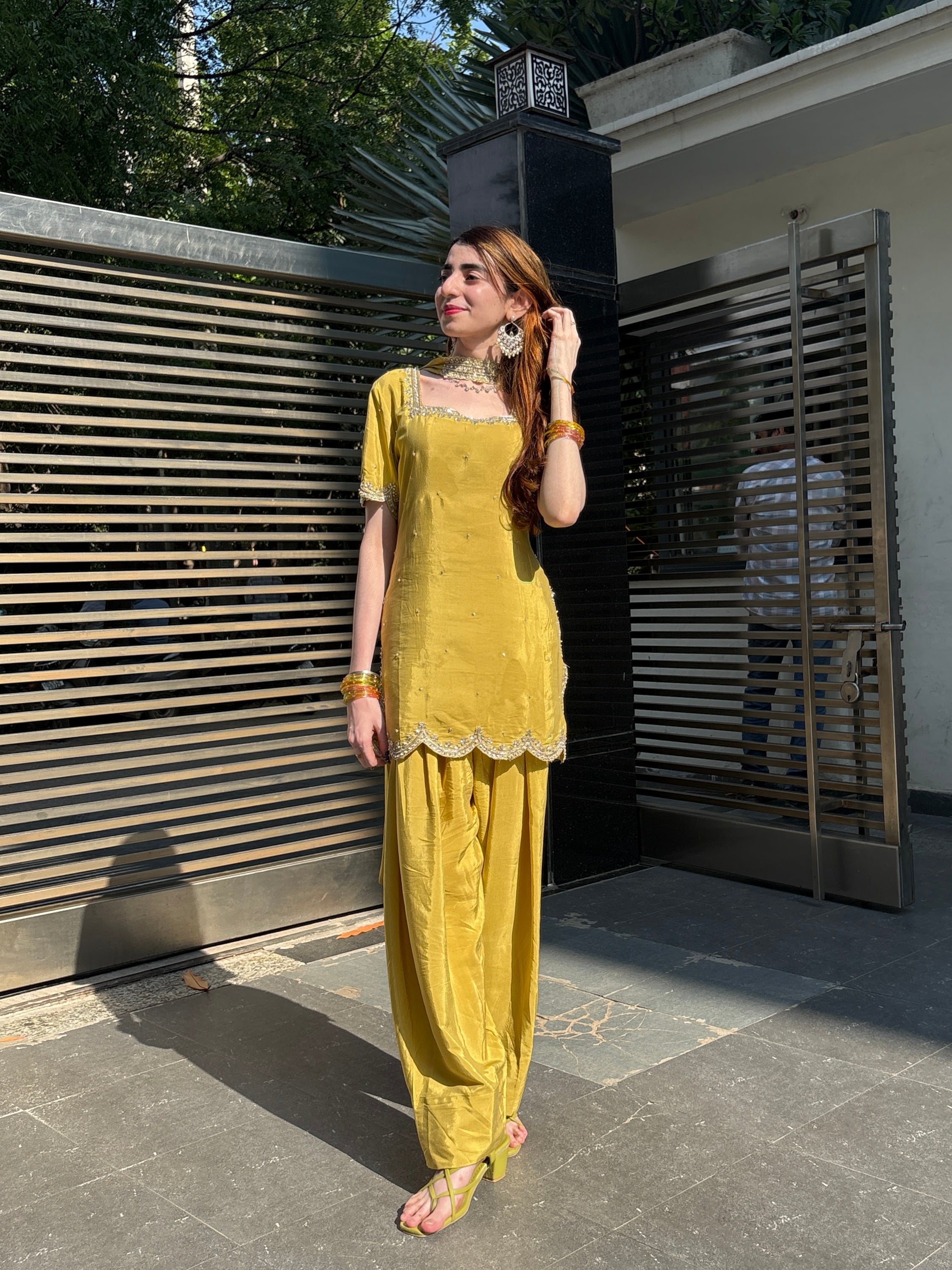 Yellow Handwork Salwar Sets
