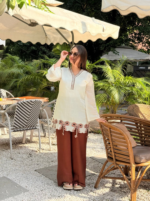 Bow & Brown Kurta Co-ord Set