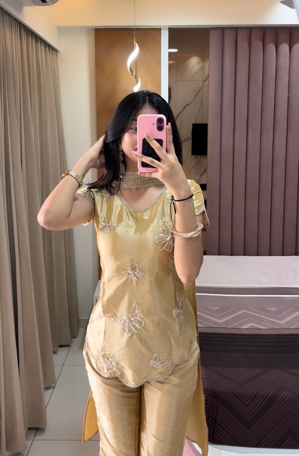 Golden Hour Handwork Butterfly 3 Pcs Set