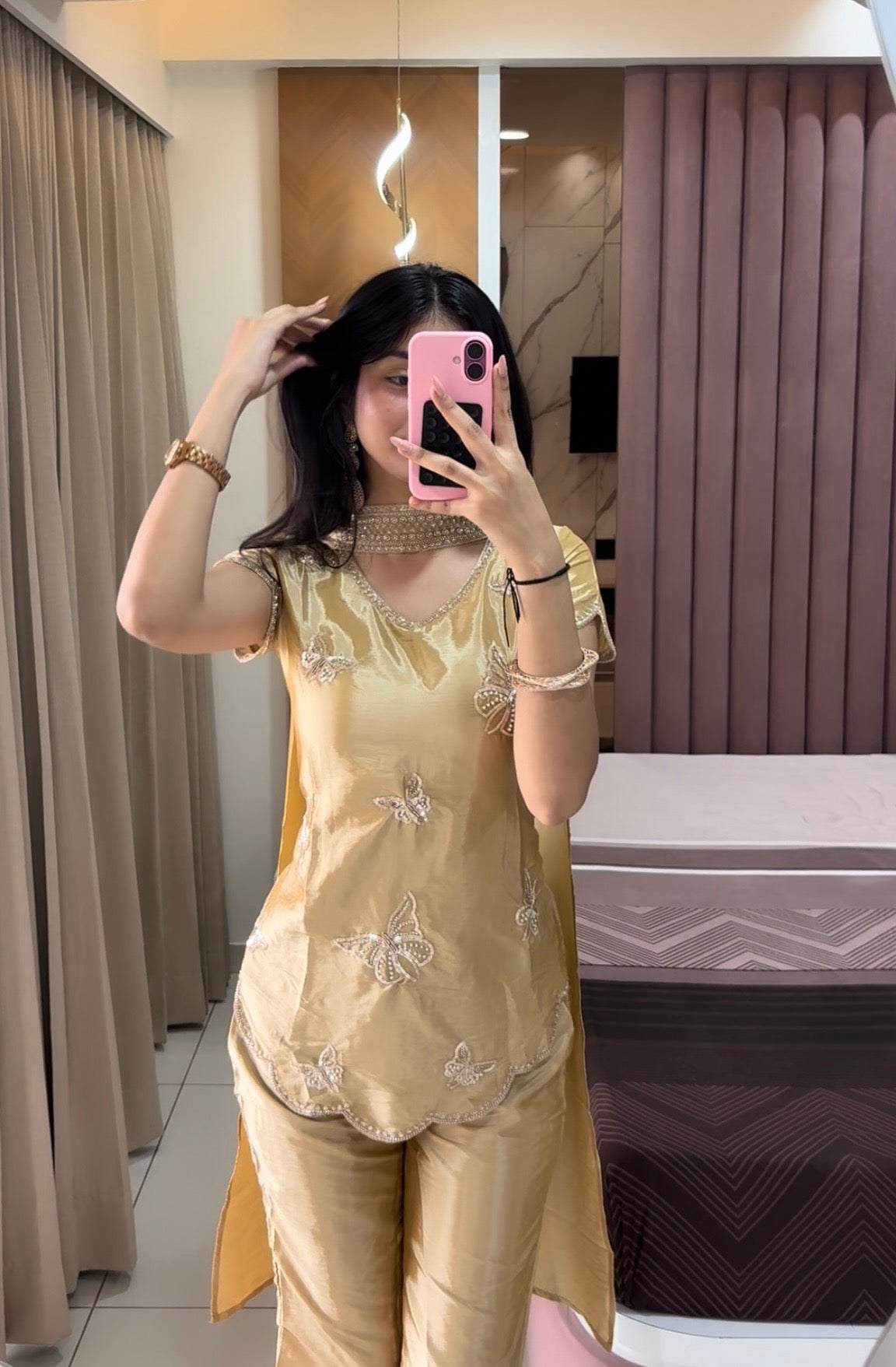Golden Hour Handwork Butterfly 3 Pcs Set