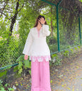 Ivory & Pink Bow Kurta Co-ord Set