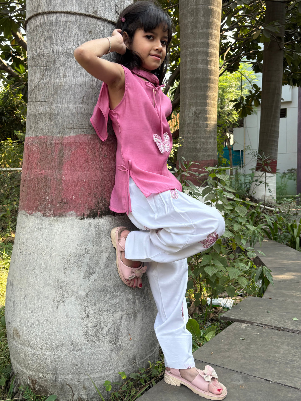 Pink Butterfly Farsi Salwar KIds