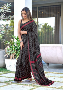 Pure Mal Cotton Hand Block Print Saree