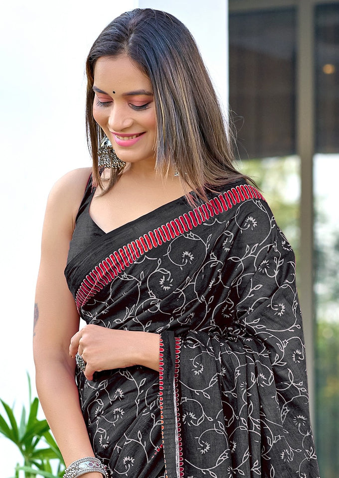Pure Mal Cotton Hand Block Print Saree