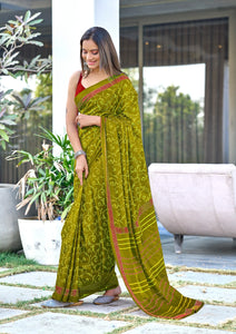 Pure Mal Cotton Hand Block Print Saree