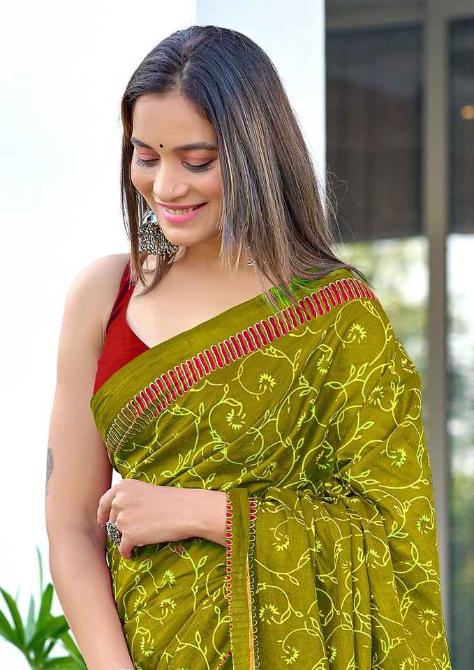 Pure Mal Cotton Hand Block Print Saree