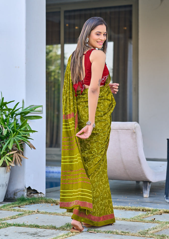 Pure Mal Cotton Hand Block Print Saree