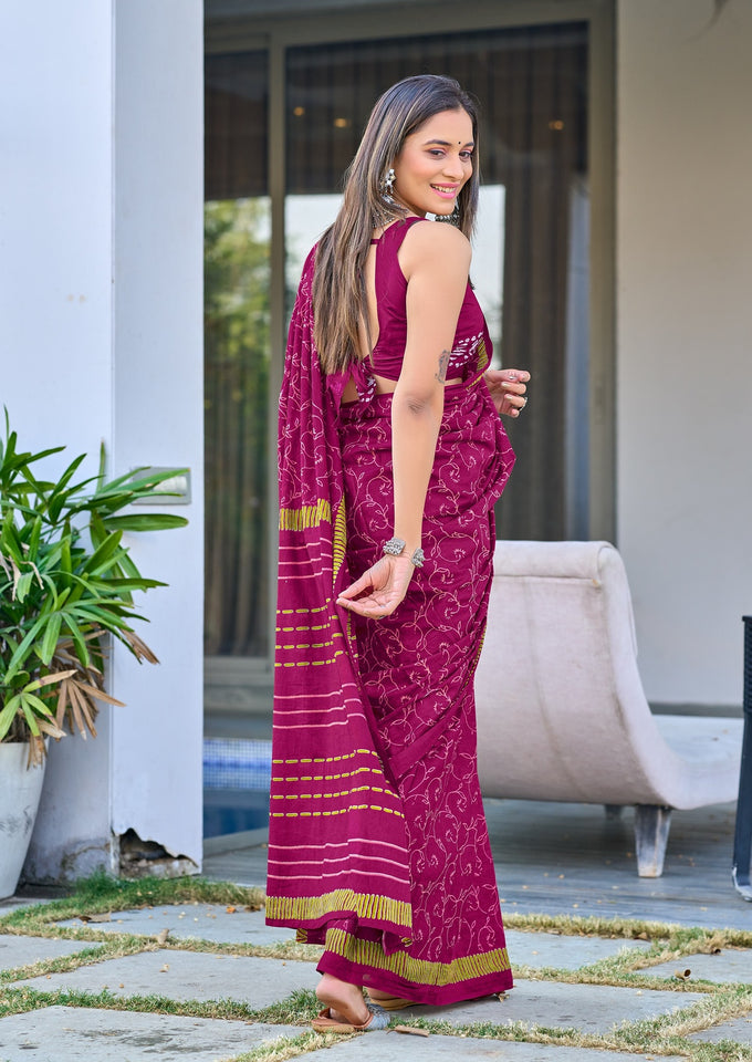 Pure Mal Cotton Hand Block Print Saree