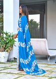 Pure Cotton Mal Blue Hand Block Printed Saree