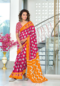 Mal Cotton Hand Block Print Saree