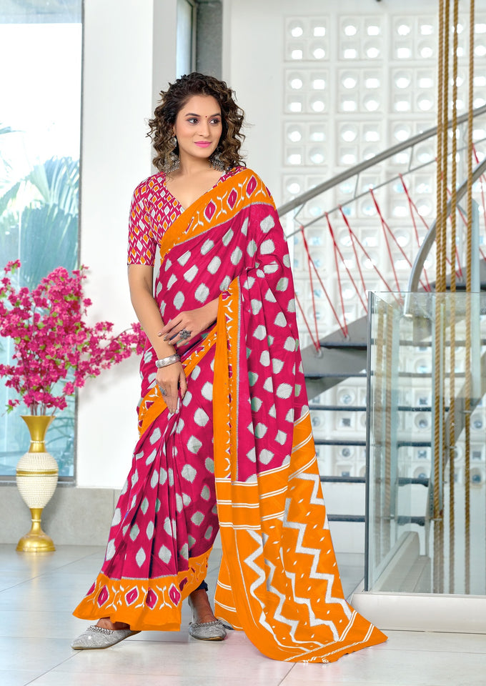 Mal Cotton Hand Block Print Saree