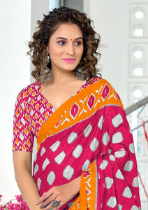 Mal Cotton Hand Block Print Saree