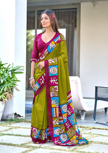 Mal Cotton Hand Block Print Saree