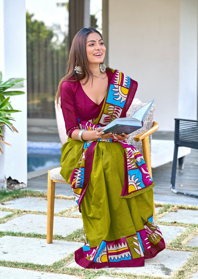 Mal Cotton Hand Block Print Saree