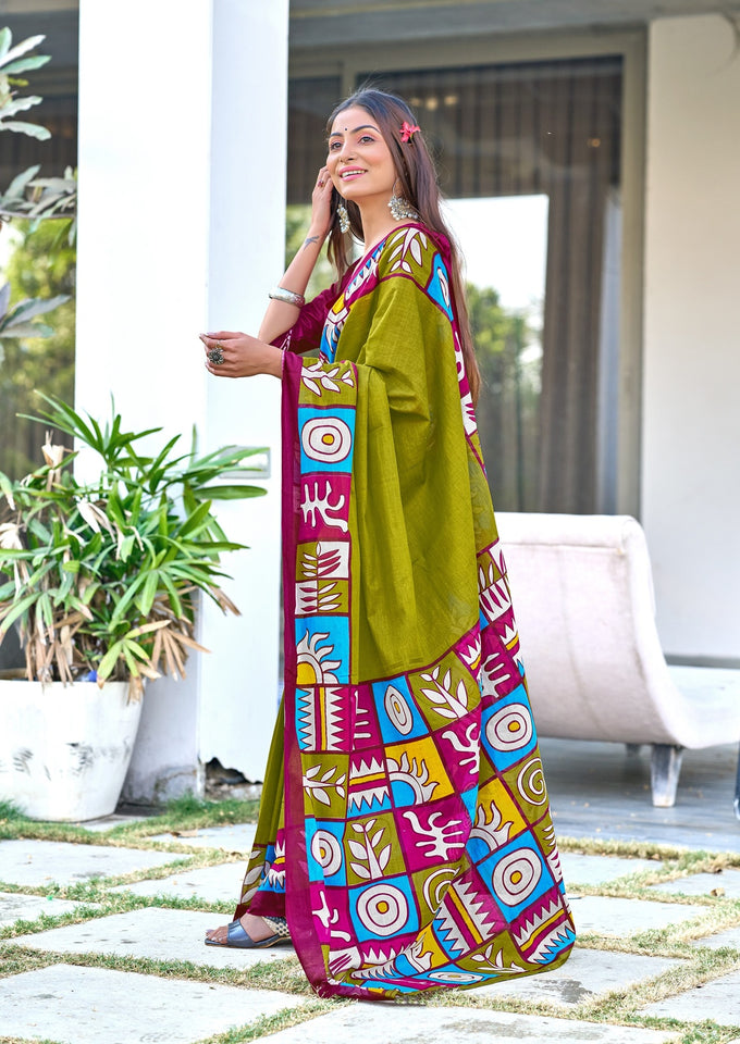 Mal Cotton Hand Block Print Saree
