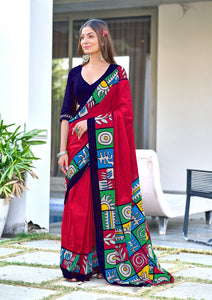 Mal Cotton Hand Block Print Saree