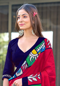 Mal Cotton Hand Block Print Saree