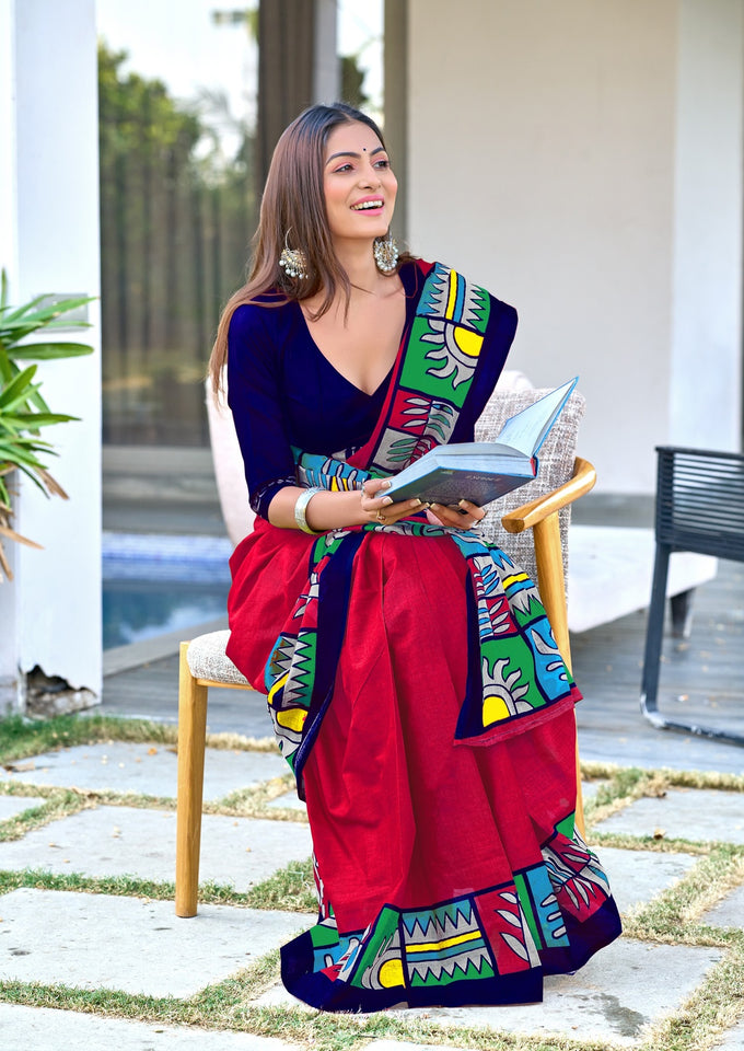 Mal Cotton Hand Block Print Saree