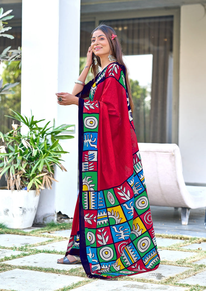 Mal Cotton Hand Block Print Saree